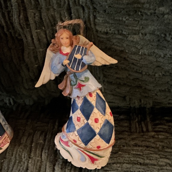 Jim Shore Heartwood Creek Angel Figurines with Harp and Lute